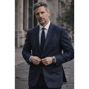 Ermenegildo Zegna Blue Silk Cashmere Button Up Blazer Sports Coat   Mens Size XL